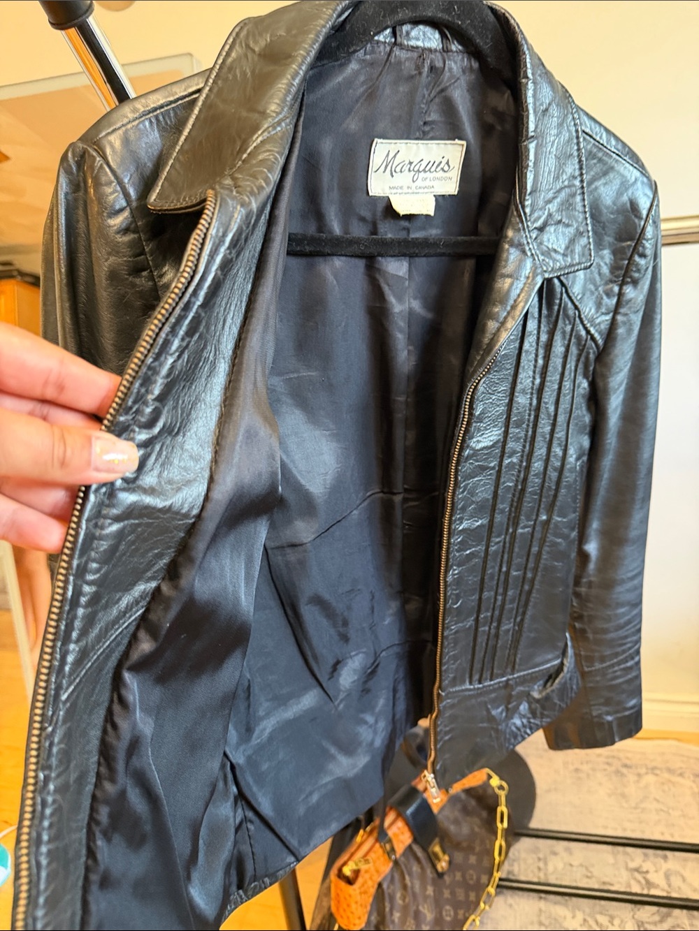 Marquise Black Leather Paneled Zip-Up Jacket - Picture 10 of 12